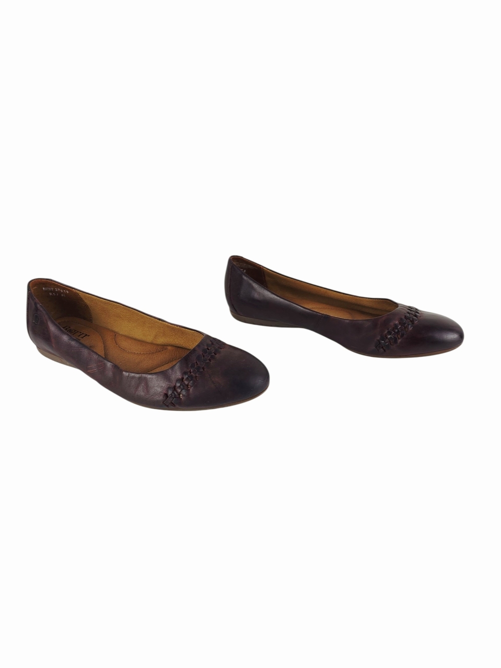 Born Women's Brown Leather Ballet Flats with Braided Toe